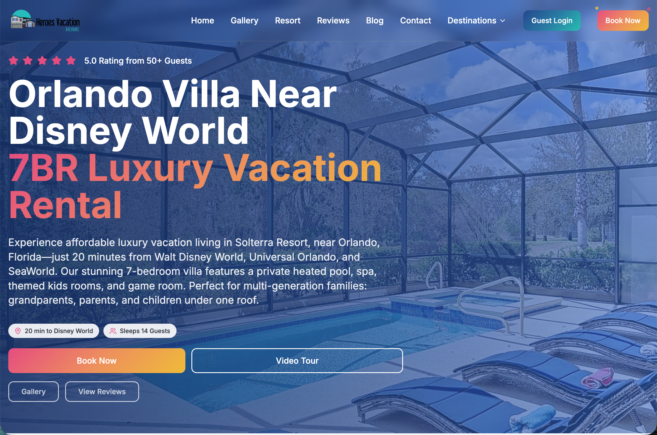 Heroes Vacation Home booking site