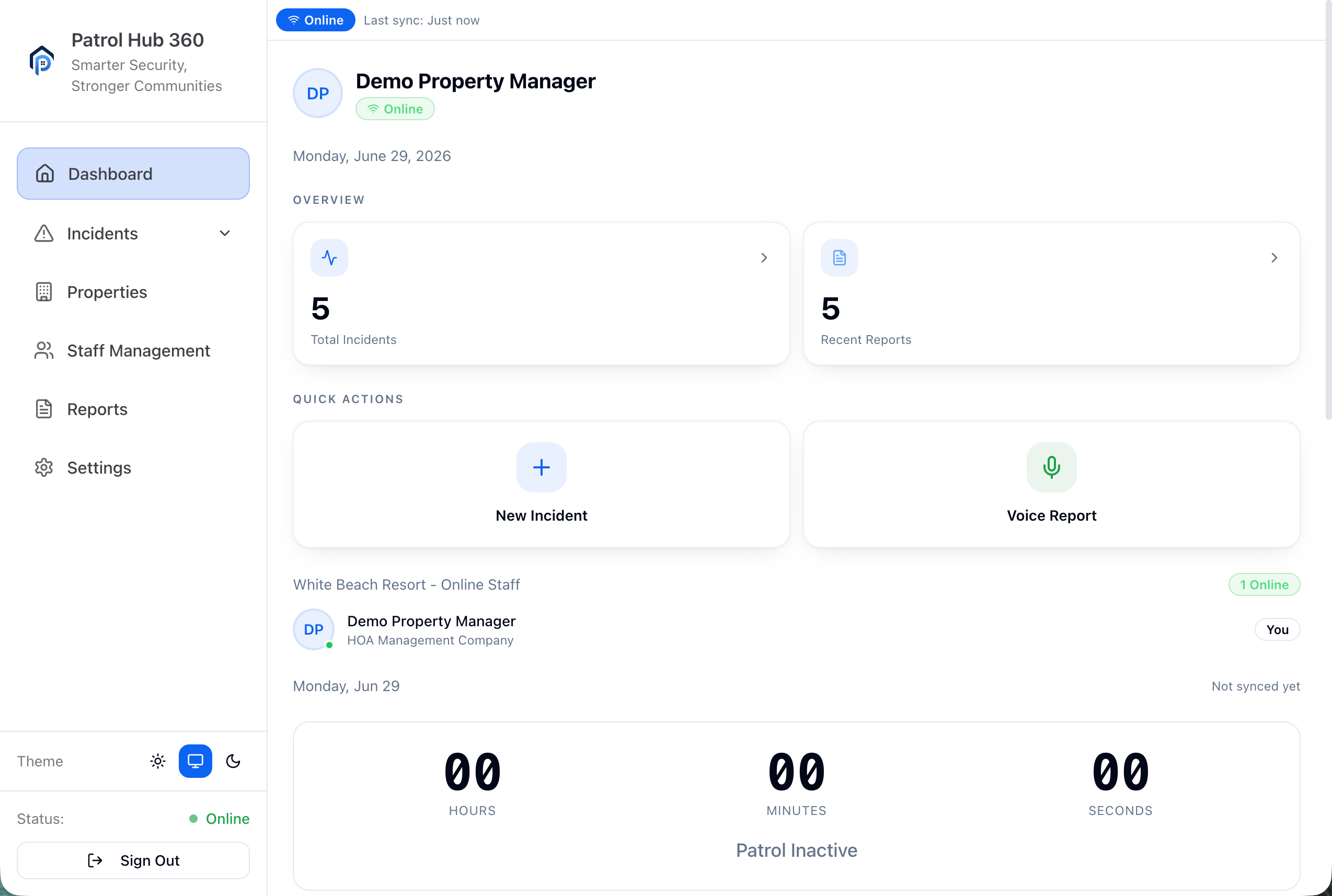 Patrol Hub 360 dashboard