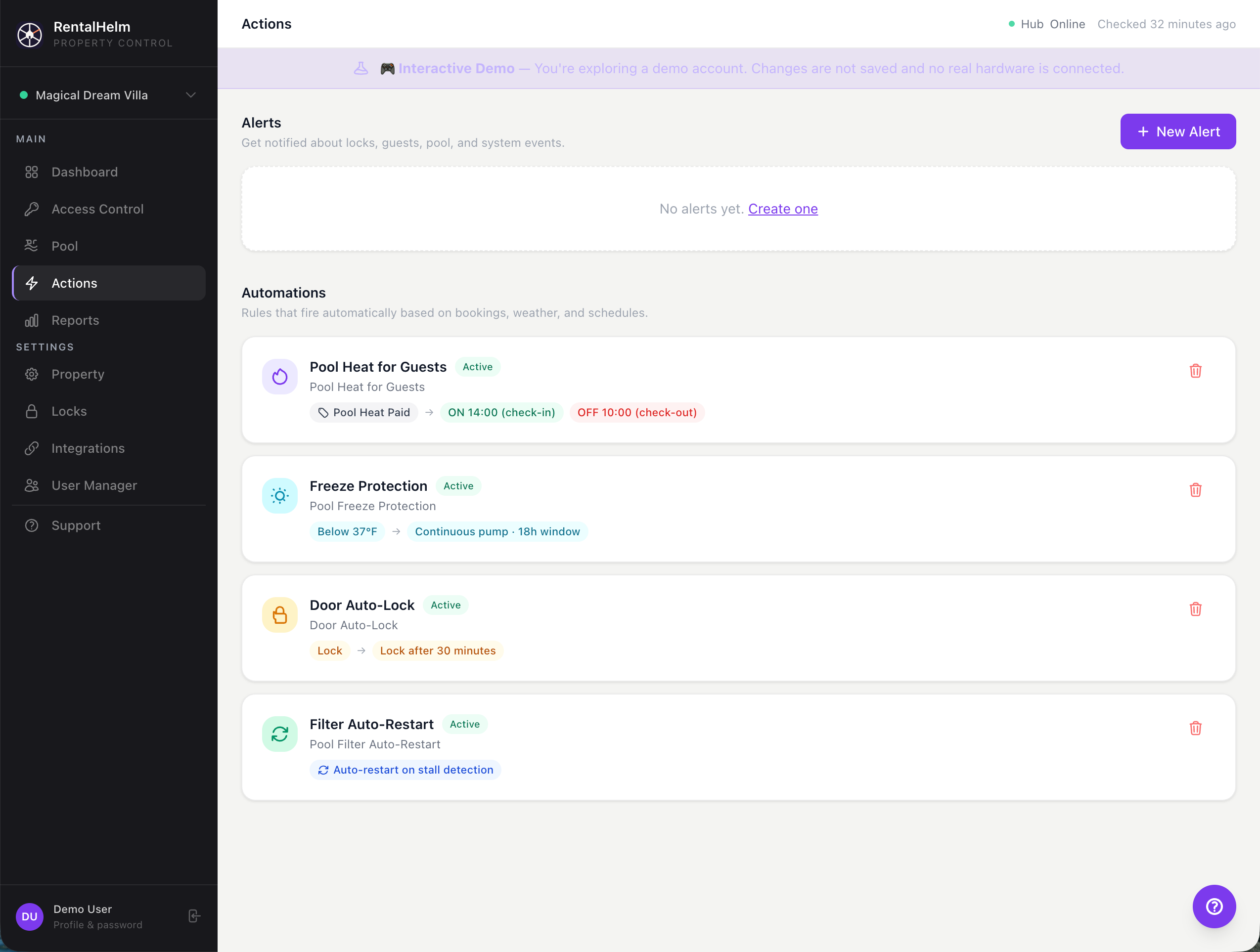 RentalHelm automations and alerts