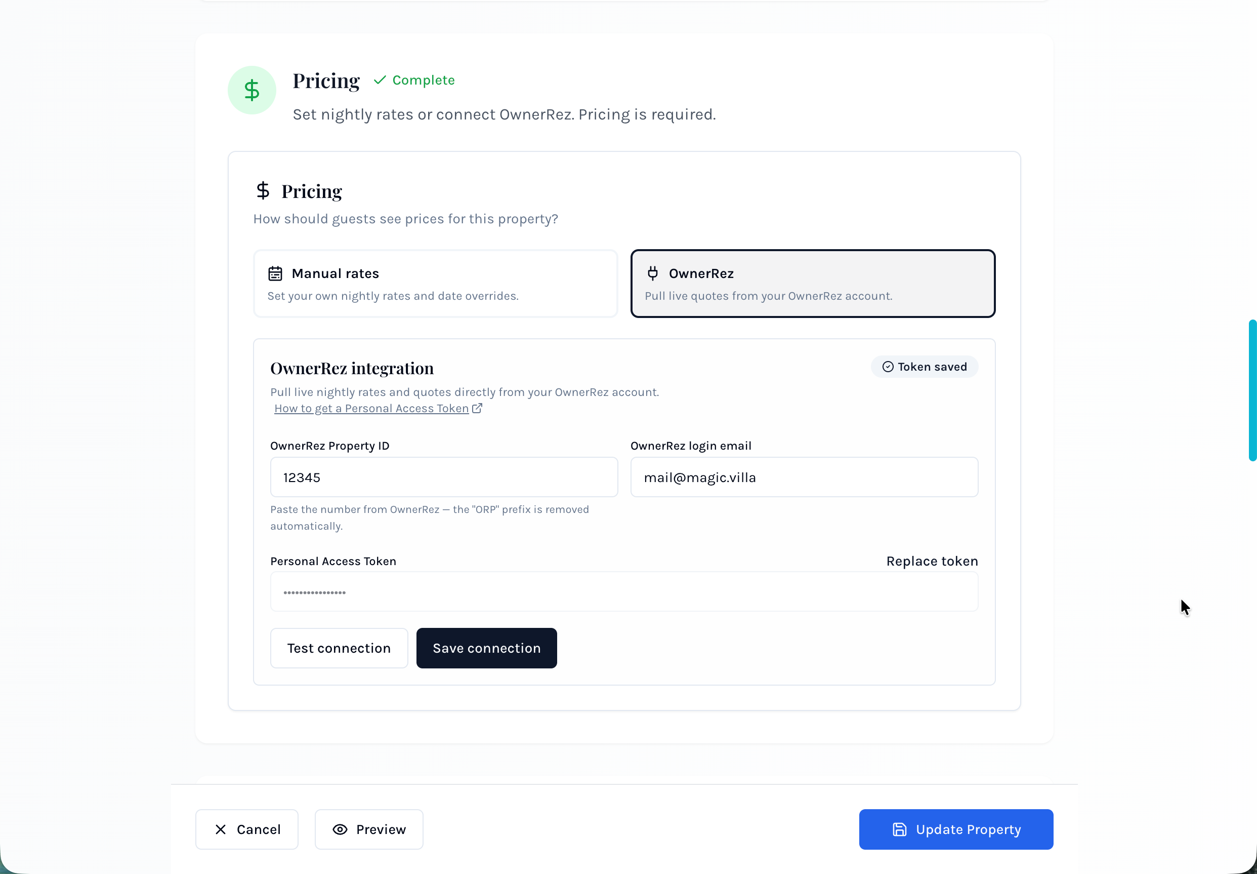 Pricing step with OwnerRez integration