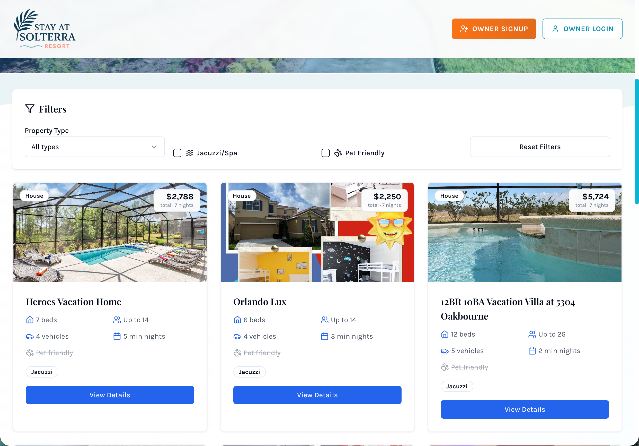 Stay At Solterra property search results
